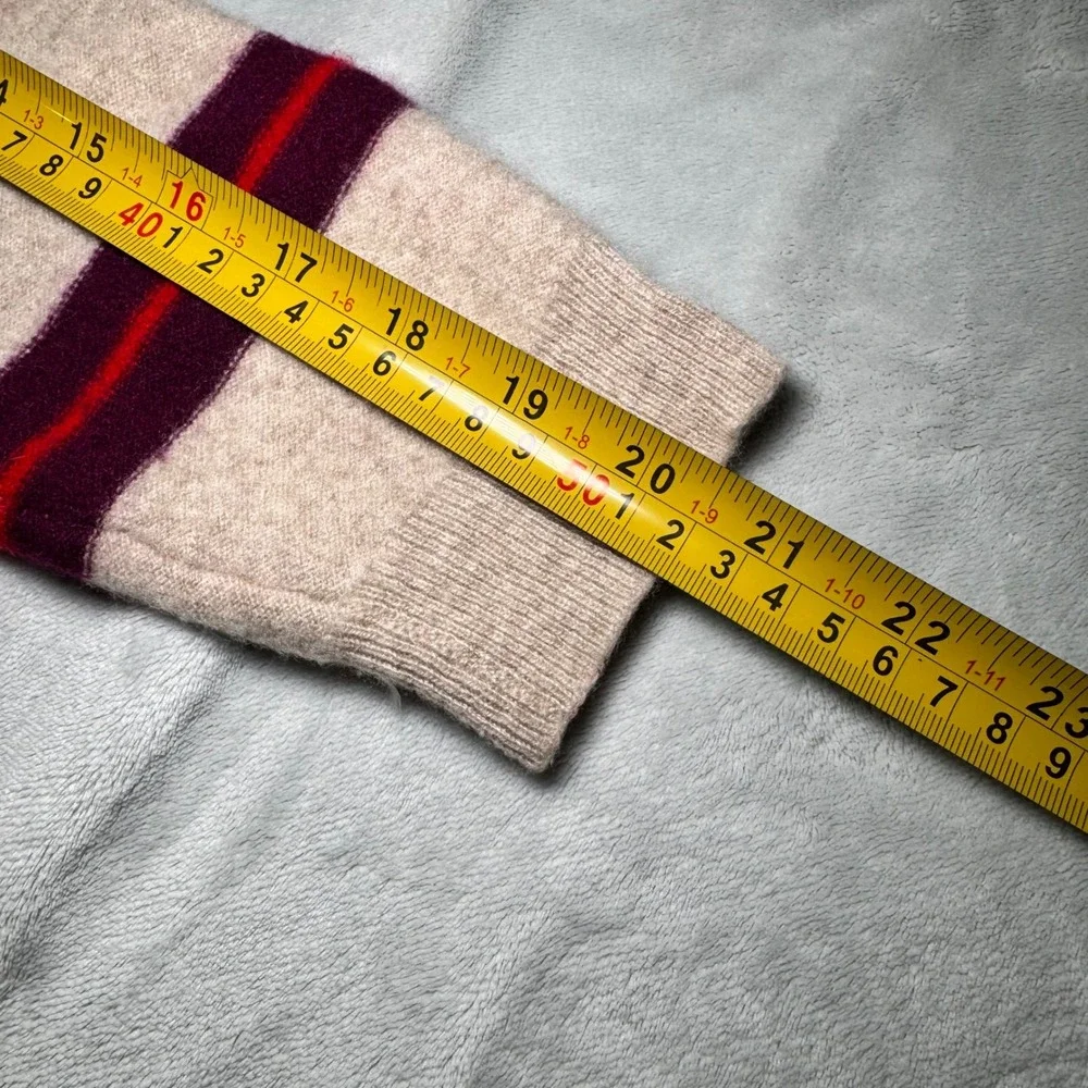 In Cashmere Women's Beige Red Striped 100% Cashmere Crew Neck Sweater Small EUC